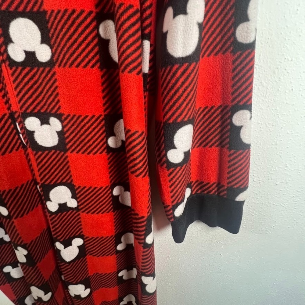 Disney 100 Mickey Mouse Union‎ Suit Pajamas Womens L Buffalo Plaid Hooded Ears - Picture 7 of 7